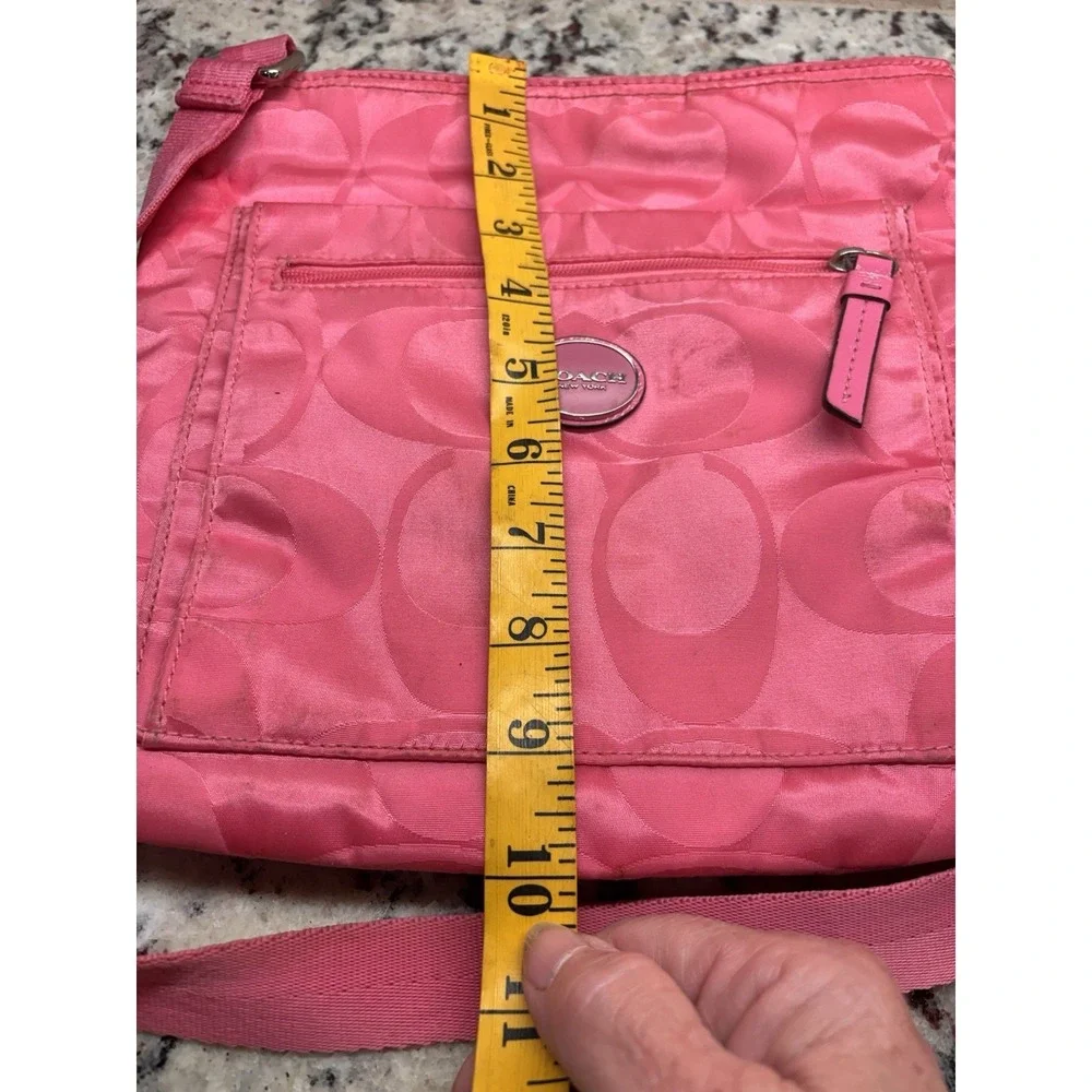 Coach Signature Getaway Nylon File Crossbody Shoulder Bag F77408 Hot Pink Barbie